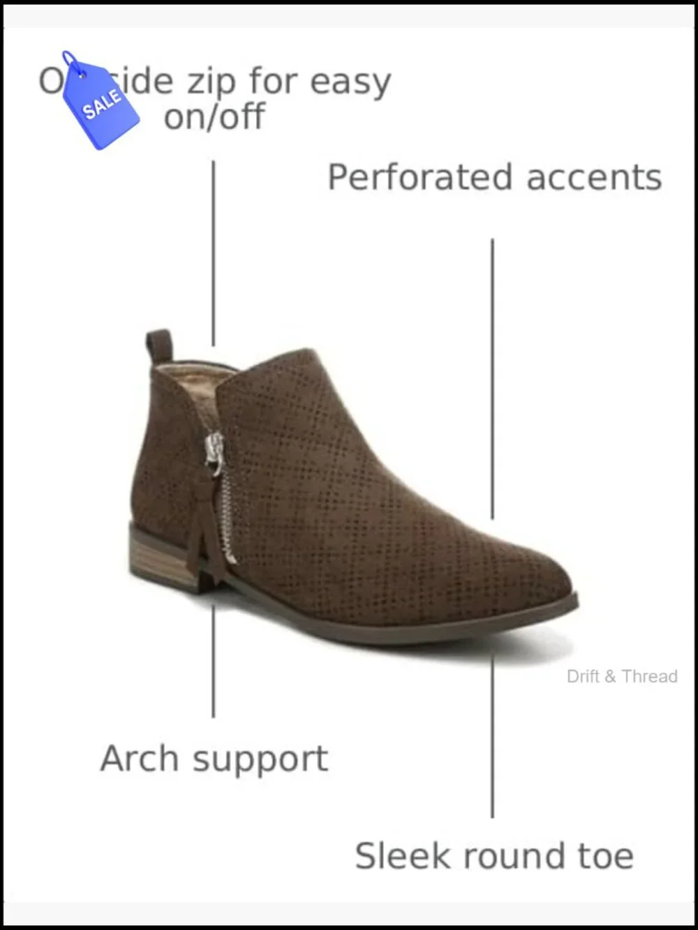 Women's Ankle Booties with Side Zip Comfortable Microfiber